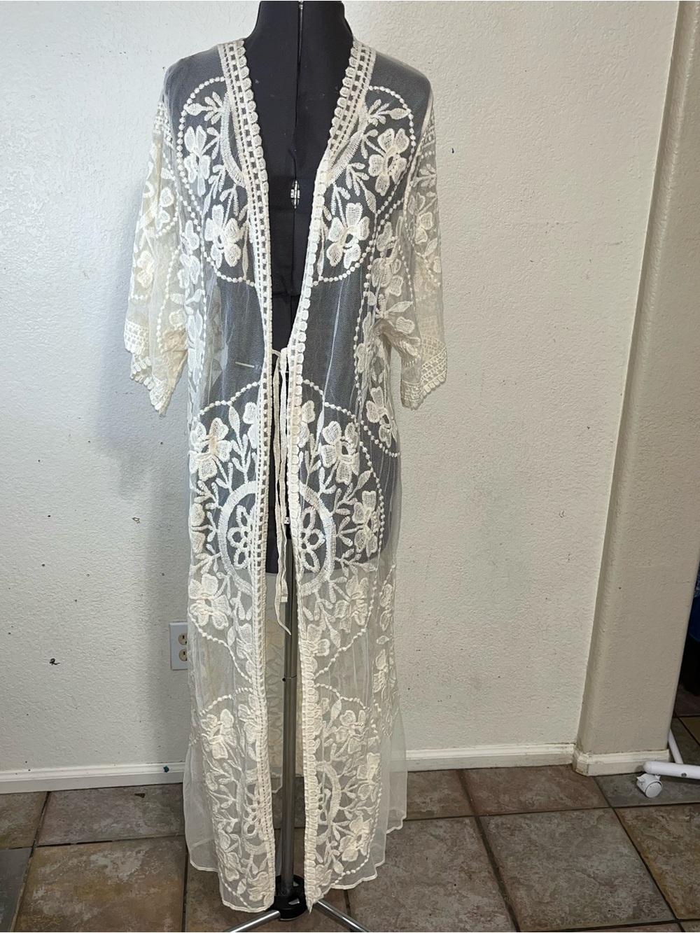 Solitaire Swim Sheer Lace Cover-Up in Ivory